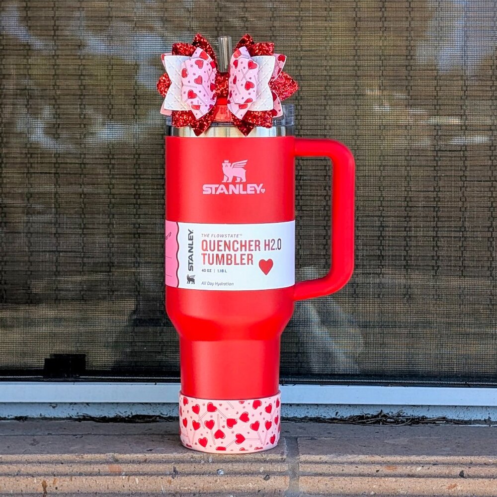 NWT Stanley Valentine’s Day RED 40oz Tumbler + Custom Bow/Boot ❤️ - Picture 9 of 9